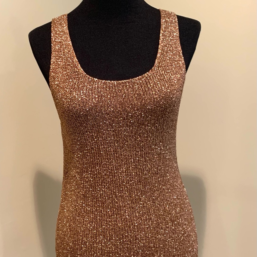 Copper mesh knit tank top